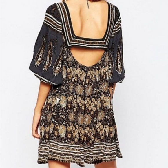 Free People Midsummer Night Dream Black Floral Print Dress - Picture 2 of 14